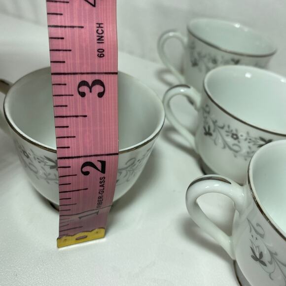 Moon Mist 3000 Miniature Fine China Gray & Black Cup & Saucer W/Silver Trim - Picture 8 of 9